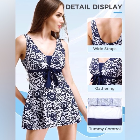 Wantdo Women's Plus Size Swimdress One Piece Swimsuit Slimming Tankini Bathing - Picture 2 of 8